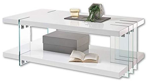 Couchtisch >Dallas< (B/H/T: 110x40x60 cm) in weiß,Glas - 110x40x60 (BxHxT)