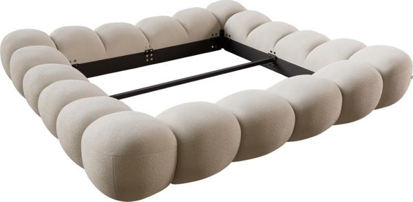 Polsterbettgestell Perlla 180x200 cm Bouclé Creme-Weiß