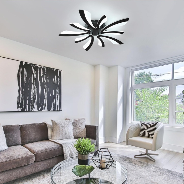 Comely LED Deckenleuchte, 48W 5400LM, dimmbar 3000K-6500K, 70cm, schwarz, inkl. Fernbedienung (ohne Batterien). Ideal für Wohnzimmer & Schlafzimmer Bild 8