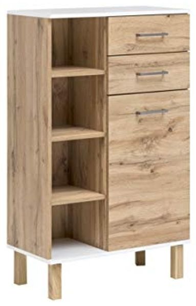 Schildmeyer Highboard 147623 Wido, Eiche Landhaus Dekor/weiß, 114,5 x 67 x 35 cm