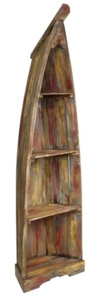 Oriental Galerie Standregal Boot Regal Groß mit Steg ca. 200 cm Multicolor, Bootsregal, Badregal, Holzregal, Badezimmerregal