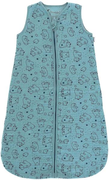 Sterntaler Baby Unisex Schlafsack Baby Schlafsack Musselin 90cm Eisbär Elia - Schlupfsack Baby, Pucksack Baby - dunkeltürkis, 90cm