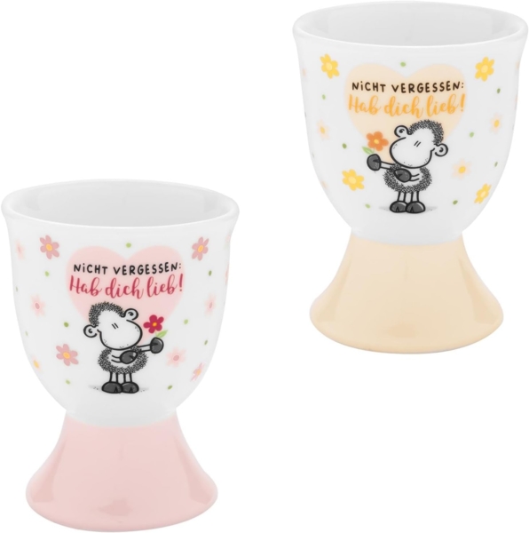 Eierbecher Set Porzellan Geschenk Ostern Sheepworld Hab dich lieb 73823