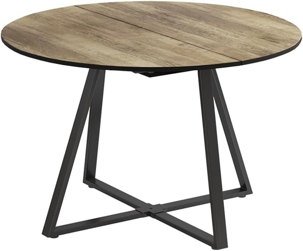 Esstisch Loyd Eiche rustikal/Schwarz 120 x 120 cm ausziehbar Vicco