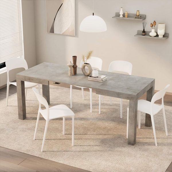 MOBILI FIVER, Ausziehtisch Küche, First, Beton Optik, 120 x 80 x 76 cm, Made in Italy