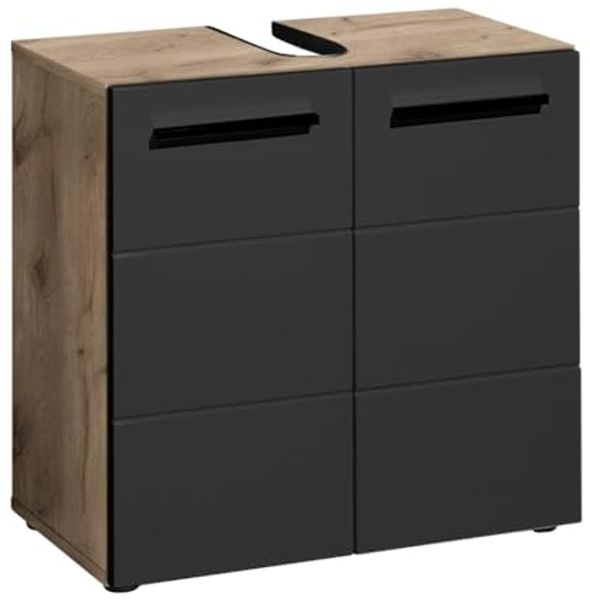 moebel-dich-auf Waschbeckenunterschrank VAIL Breite 60 cm, Viking Oak/ Schwarz
