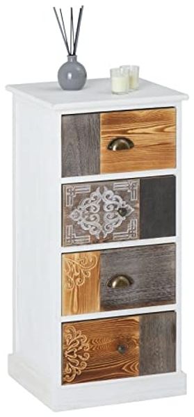 CARO-Möbel Kommode CARA, Schubladen Kommode Standregal Schrank Anrichte Vintage Shabby Landhaus
