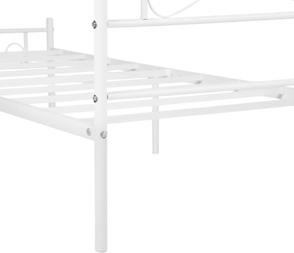 FurnitureR Einzelbett Metall 90×200 cm, stabiles Plattformbett mit Lattenrost, klassisches Gestell mit Kopf- & Fußteil, für Schlafzimmer, Gästezimmer & Jugendzimmer, bis 150 kg belastbar，Weiß B Bild 5