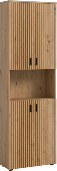xonox. home – Badschrank Mone 60 x 192 x 30 cm in Korpus und Front Artisan Oak Nachbildung – holzfarbener Badschrank Hochschrank für Badezimmer – modern & platzsparend