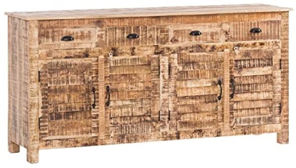 Sideboard Caribou II - Elegantes Massivholz mit 4 Türen & 4 Schubladen, 182x90x42 cm, Natur