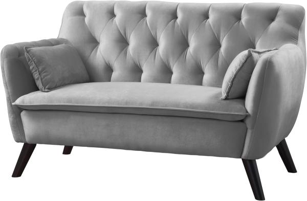 Atlantic Home Collection Sofa Janna, 2 Sitzer, Samt, Silber Grau, 137 x 76 x 79 cm (BxTxH)