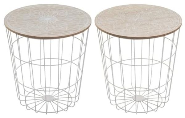 Set mit 2 Beistelltischen aus Metall und MDF in Weiß