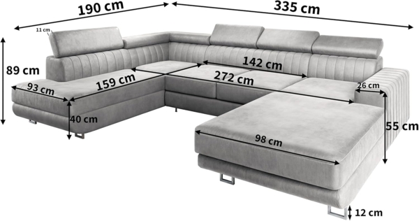 Masseno Ecksofa SIENA mit Schlaffunktion U-Form, Sofa mit Bettkasten Bild 3