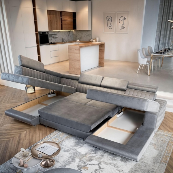 Masseno Ecksofa SIENA mit Schlaffunktion U-Form, Sofa mit Bettkasten Bild 2