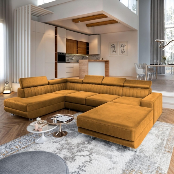Masseno Ecksofa SIENA mit Schlaffunktion U-Form, Sofa mit Bettkasten Bild 4