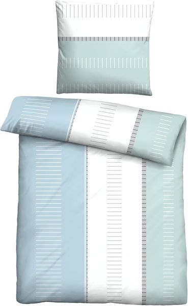 Traumhaft schlafen - Castell - Markenbettwäsche Baumwoll Renforce Bettwäsche 0040760 STRICHE, ciel, 1x 135x200 cm + 1x 80x80 cm