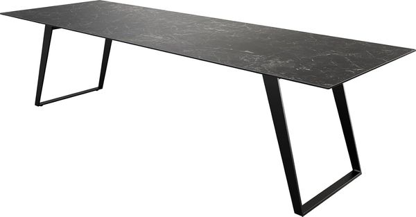 Esstisch Edge 300x100 Keramik Laminam® Nero Greco Anthrazit Metall Schräg Schwarz