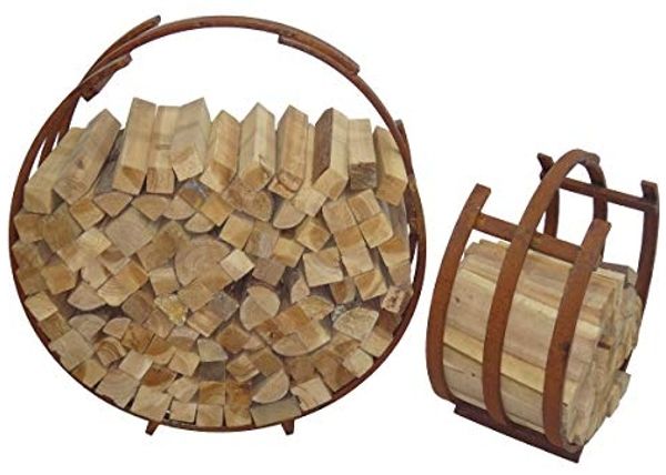 2er Set Brennholzregal Kaminholzständer Stapelregal Kaminholzregal Stapelhilfe Rost-Optik