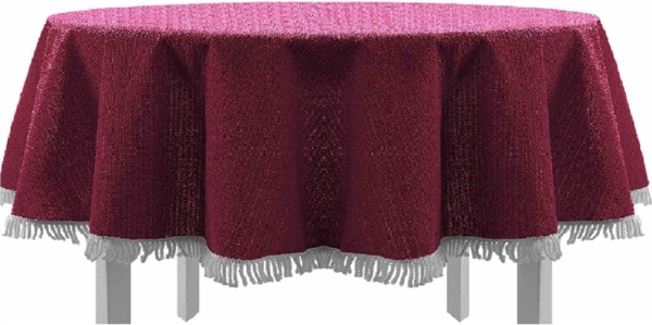 Gartentischdecke mit Fransen 140x180 cm oval bordeaux