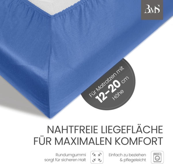 Bettwaesche-mit-Stil Mako-Satin Spannbettlaken hellblau 180x200cm Bild 3