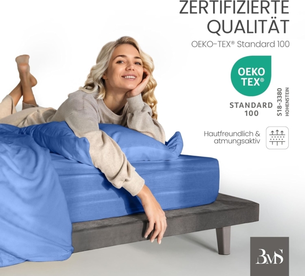 Bettwaesche-mit-Stil Mako-Satin Spannbettlaken hellblau 180x200cm Bild 6