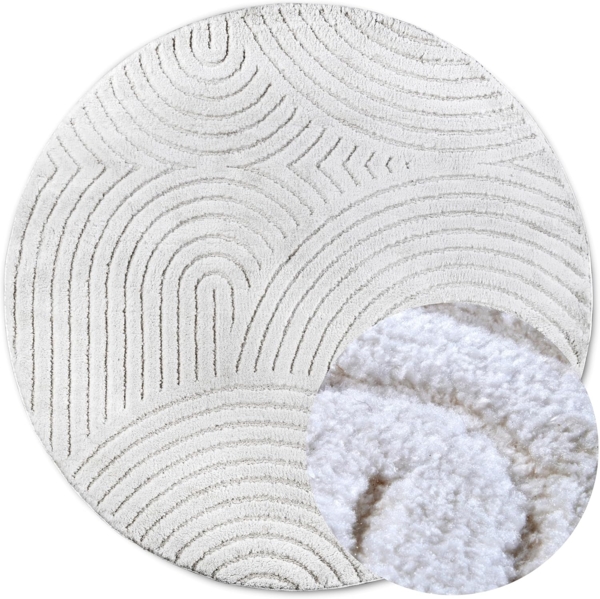 ELLE DECORATION Designteppich Panglao, eckig, rund und Läufer, rechteckig, Höhe: 14 mm, flauschiger uni Kurzflor, Hoch Tief Struktur, modern, Wohnzimmer Bild 2