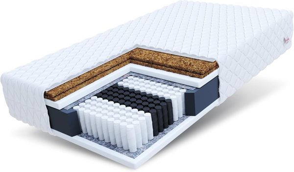 FDM GRADO Multipocket-Taschenfederkernmatratze 160x200 cm Höhe 25 cm 7 Zonen Kokos Schafwolle-Füllung Härtegrad H4/H5 Waschbarer Bezug Öko-Tex Allergikergeeignet