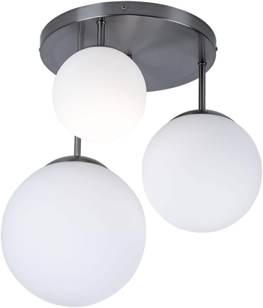 Deckenlampe, Kugel Design, Glas satiniert, D 46,5 cm