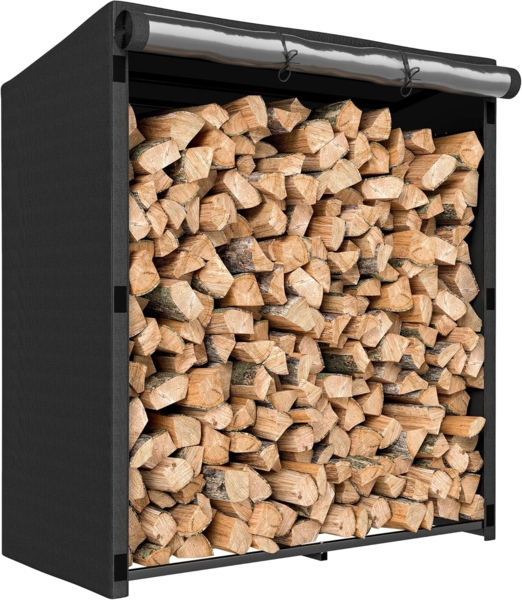 Outsunny Kaminholzregal 300 kg Belastbarkeit, BxTxH:140x70x154 cm, (Kaminholzständer, 1-St, Brennholzregal), für Outdoor, Schwarz