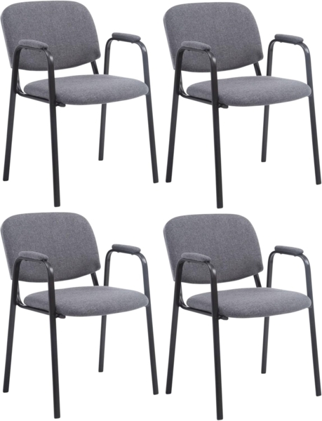 CLP 4er Set Besucherstühle Ken Pro Stoff mit Metallgestell und Stoffbezug,grau