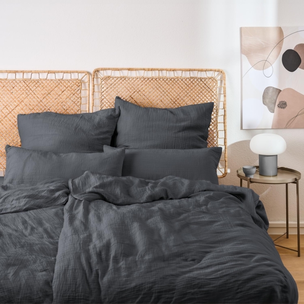 Blumtal Bettwäsche Musselin 100% Baumwolle im Set, Kopfkissenbezug & Deckenbezug, 3 teilig Bild 1