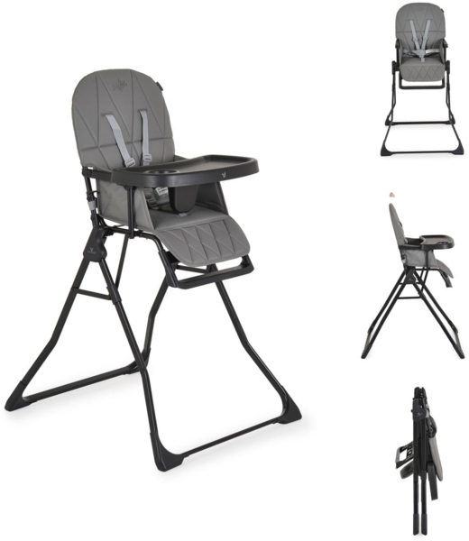 Cangaroo Kinderhochstuhl Waffel, Fußstütze verstellbar, zusammenklappbar, Gurt grau