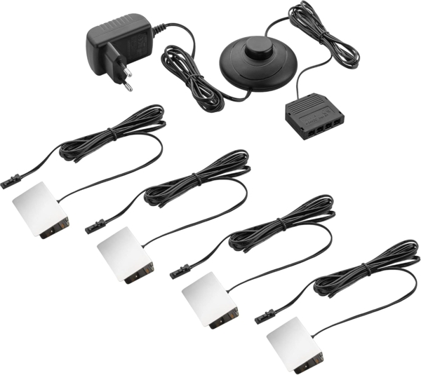 SEBSON Aufbauleuchte LED Vitrinenbeleuchtung 4er Set 12V - Glaskantenbeleuchtung warmweiß