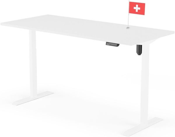 elektrisch höhenverstellbarer Schreibtisch ECO 180 x 80 cm - Gestell Weiss, Platte Weiss