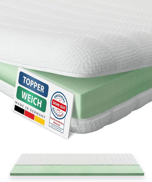 AM Qualitätsmatratzen Basic Topper 80x210 cm - Weiche & anpassungsfähige Matratzenauflage 80x210 - Auch für Boxspringbetten geeignet - Made in Germany