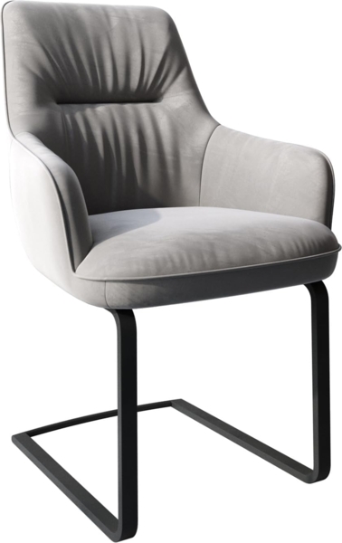 Freischwinger Zelia-Flex mit Armlehnen Samt Grau Freischwinger flach Schwarz Taschenfederkern