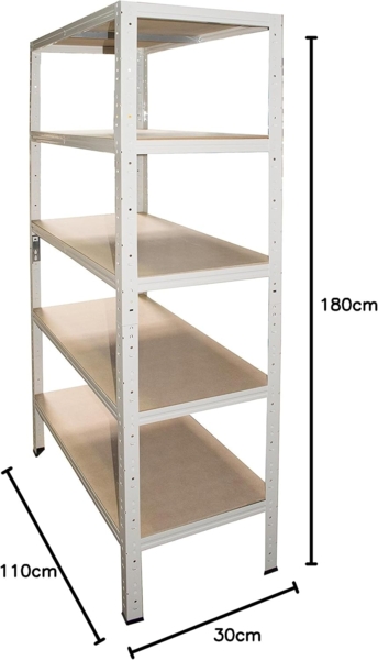 shelfplaza HOME 180x110x30 cm Schwerlastregal in weiß mit 5 Böden und 175 kg Traglast pro Boden Bild 2