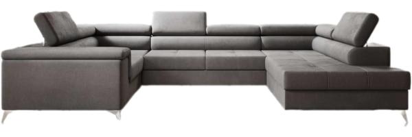 Designer Sofa Torino mit Schlaf- und Klappfunktion Samt Grau Rechts