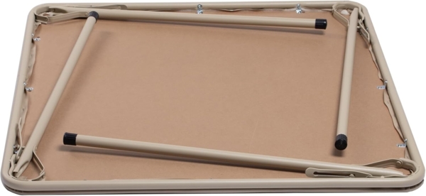 FurnitureR Klapptisch, klappbarer Campingtisch aus Metall/PVC, klappbarer Balkontisch, Gartentisch für Picknick, Camping und Outdoor Strand, 86 x 86 x 71 cm, Kamel Bild 6
