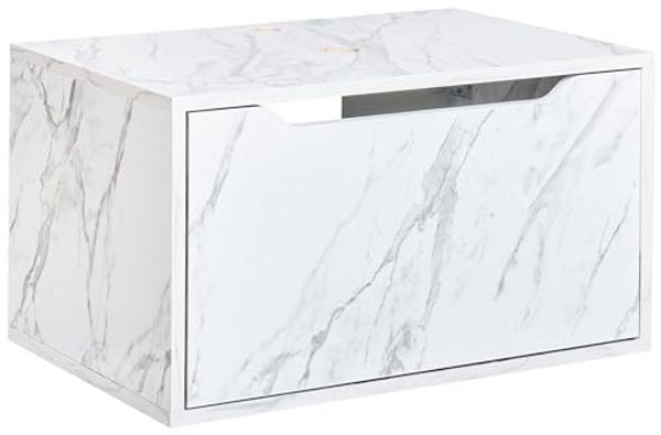 Wandmontierter Waschbeckenunterschrank PETROLINA 60 cm Weißer Marmor