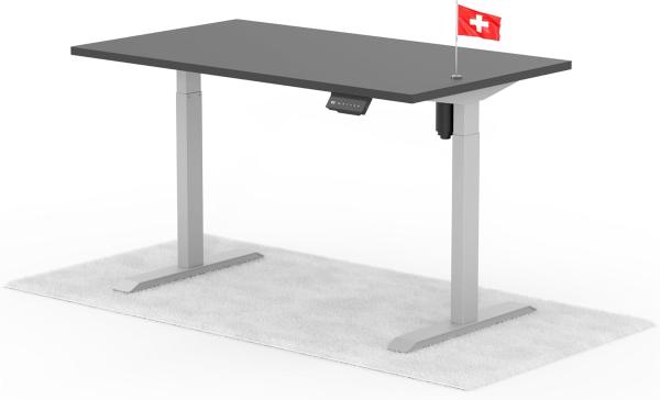 elektrisch höhenverstellbarer Schreibtisch ECO 140 x 80 cm - Gestell Grau, Platte Anthrazit