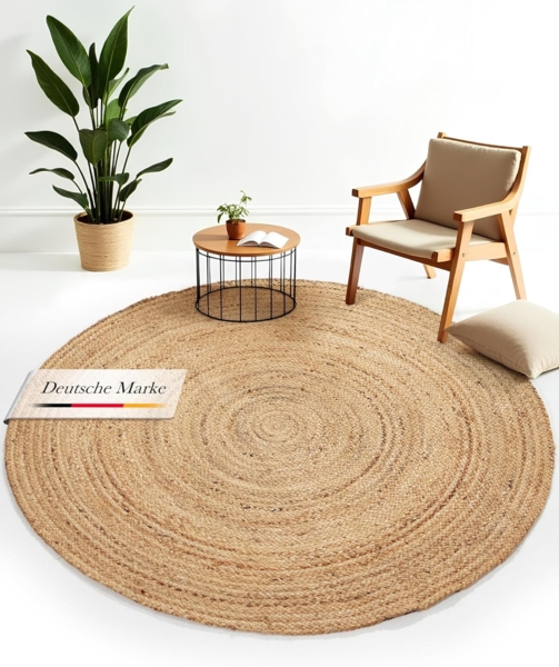 carpetfine Teppich Nele Juteteppich Naturfaser, rund, Höhe: 6 mm, geflochtener Wendeteppich aus 100%Jute, in rund und oval, viele Größen