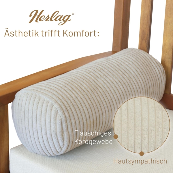 Herlag Nackenrolle Kissenrolle ELLA, 65x20cm oder 40x15cm, 4 Farben, Wohnzimmer, Schlafzimmer Bild 2