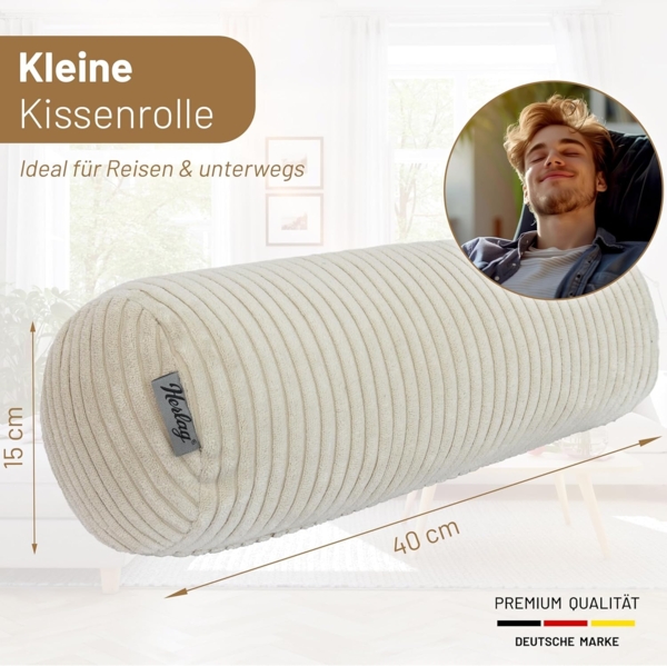 Herlag Nackenrolle Kissenrolle ELLA, 65x20cm oder 40x15cm, 4 Farben, Wohnzimmer, Schlafzimmer Bild 4