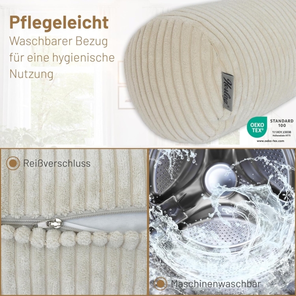 Herlag Nackenrolle Kissenrolle ELLA, 65x20cm oder 40x15cm, 4 Farben, Wohnzimmer, Schlafzimmer Bild 6