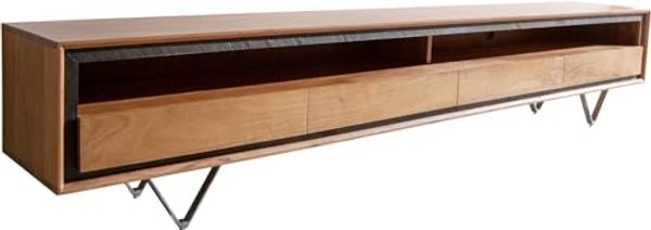 TV-Board Stonegrace Akazie Natur 240 cm 2 Fächer 4 Schubladen Steinfurnier V-Fuß Lowboard