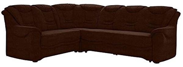 Cavadore Ecksofa Bansa mit Federkern / Polstercouch im klassischen Design / 265 x 94 x 215 / Mikrofaser Braun