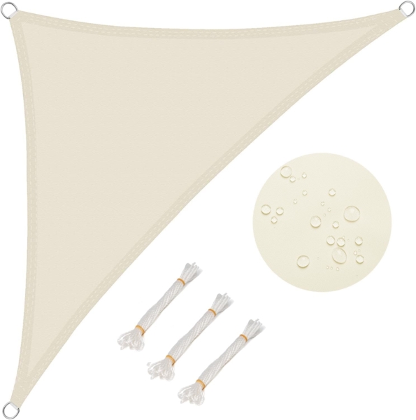 WOLTU Sonnensegel Dreieck 5 x 5 x 7 m Creme wasserabweisend Sonnenschutz Polyester Windschutz mit UV Schutz für Garten Terrasse Camping