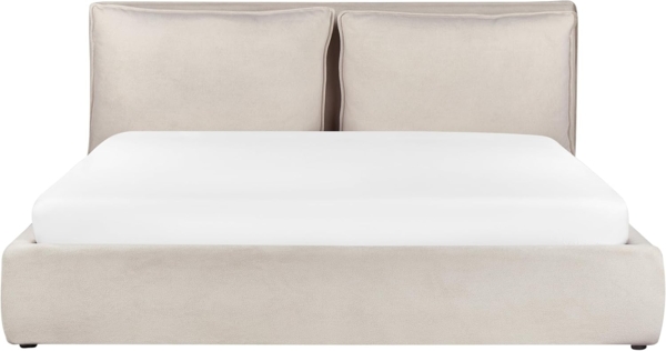 Bett mit Stauraum BAJONNA 180 x 200 cm Stoff Helles Beige Bild 5