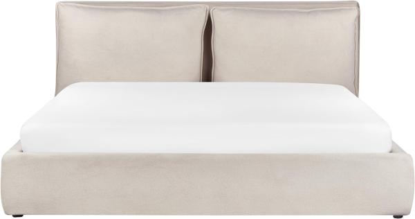 Bett mit Stauraum BAJONNA 180 x 200 cm Stoff Helles Beige Bild 4
